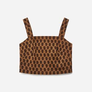 Everlane Cropped Button Back Tank - Walnut Print